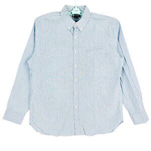 J. Crew Haberdashery Men's Blue/Green Striped Button-Down Shirt Size XL 17-17.5